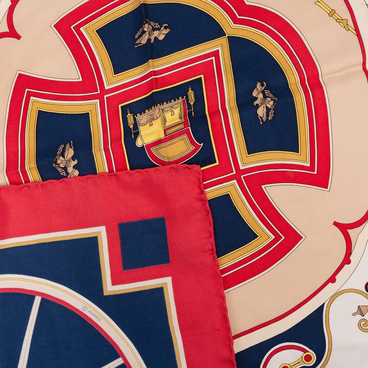Hermès Springs Silk Carre 90 Scarf Tuch Rood