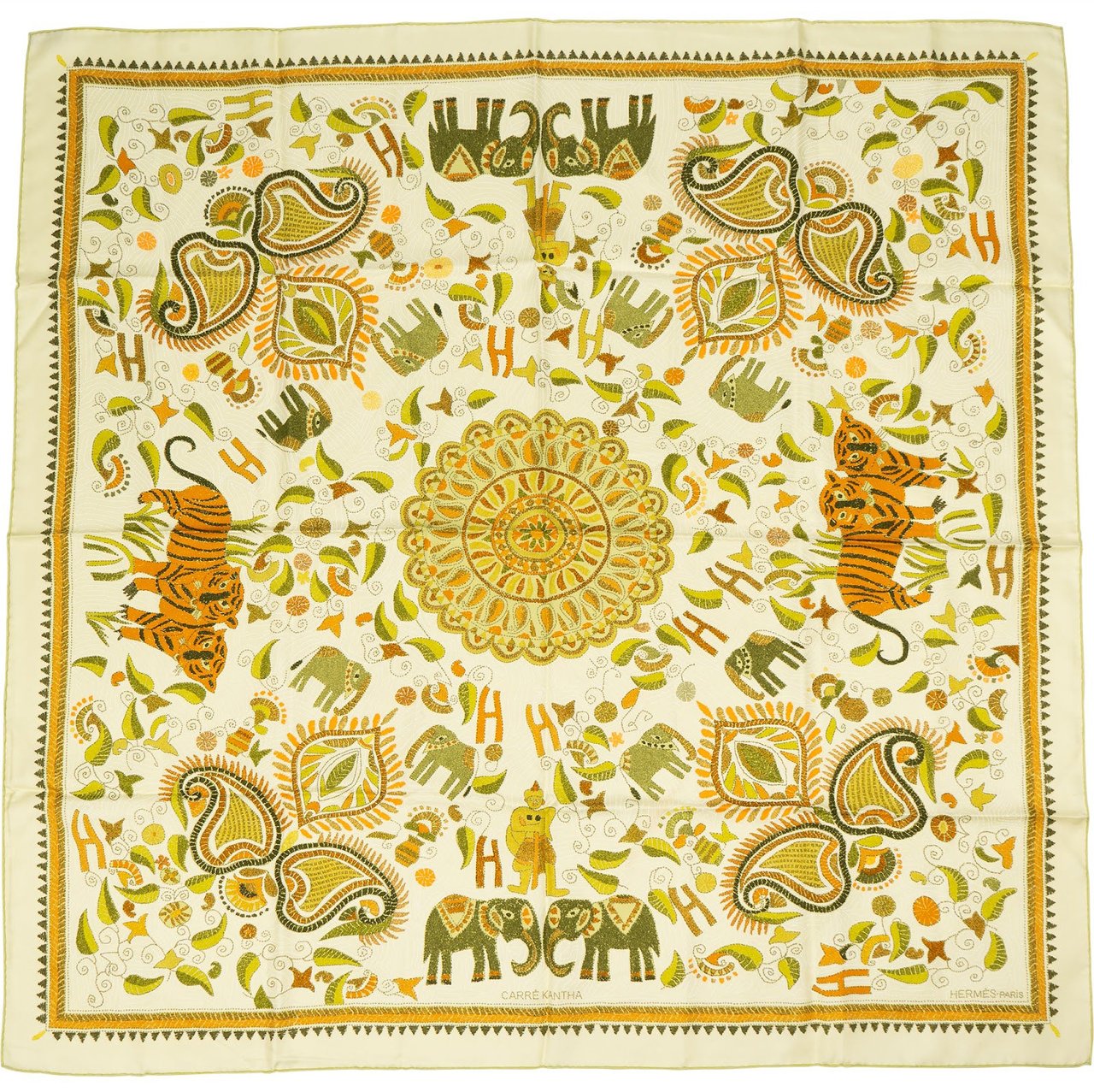 Hermès Carré Kantha Silk 90 Scarf Tuch Divers