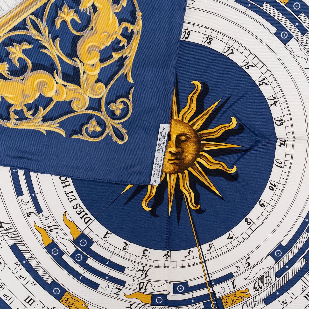 Hermès Dies et Hore Astrologie Silk 90 Scarf Tuch Blauw