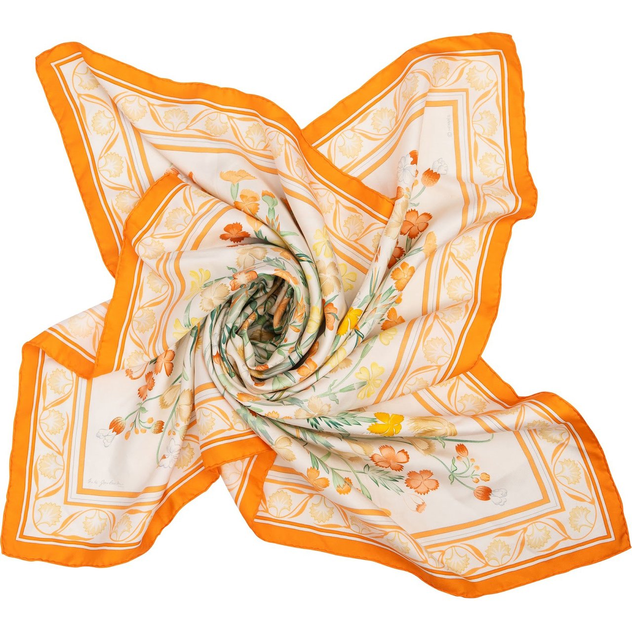 Hermès Twill Oeillets Sauvages Silk 90 Scarf Tuch Wit