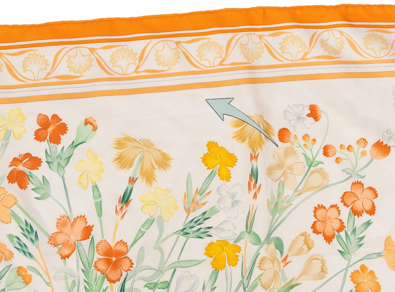 Hermès Twill Oeillets Sauvages Silk 90 Scarf Tuch Wit