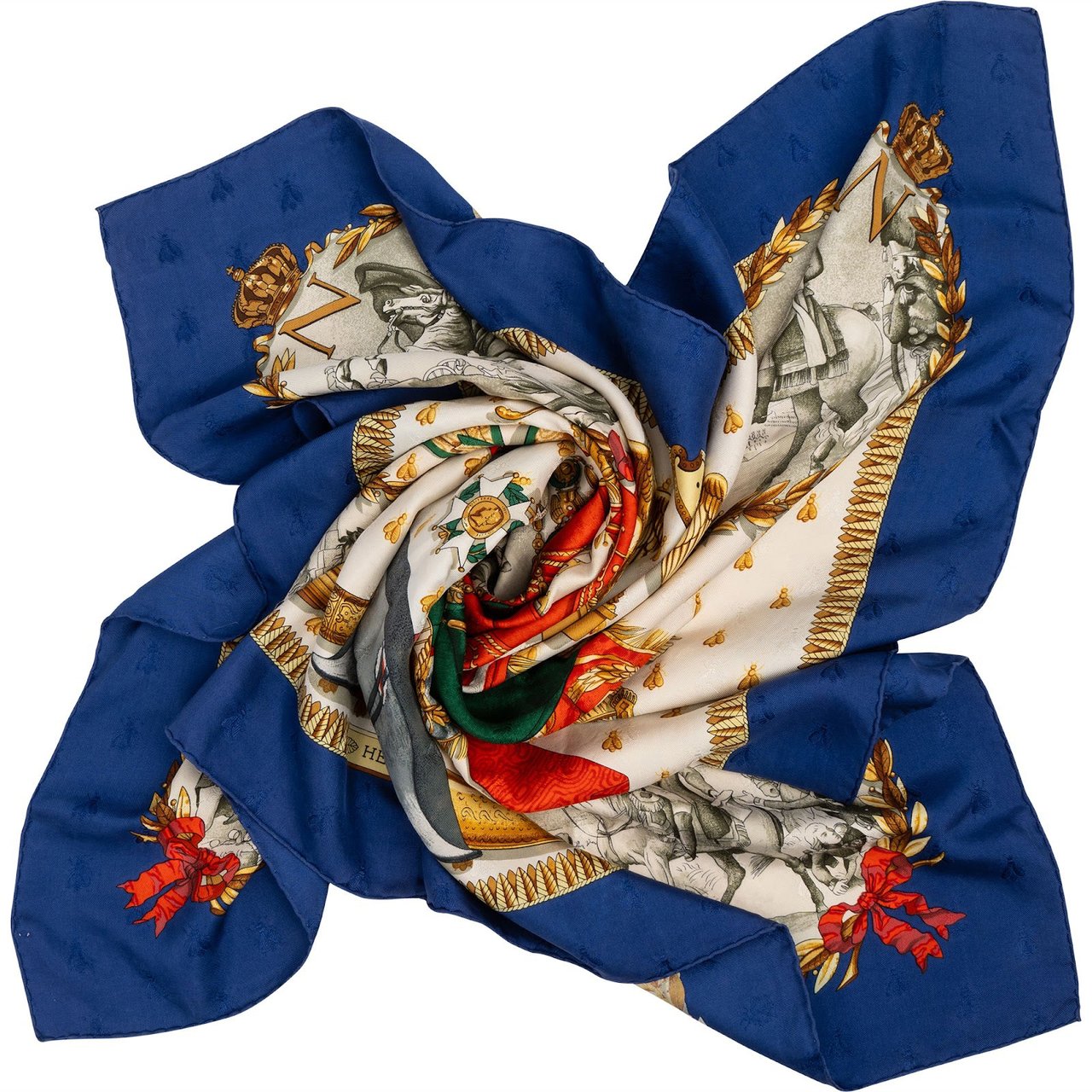 Hermès Napoleon Silk Carre 90 Scarf Tuch Blauw