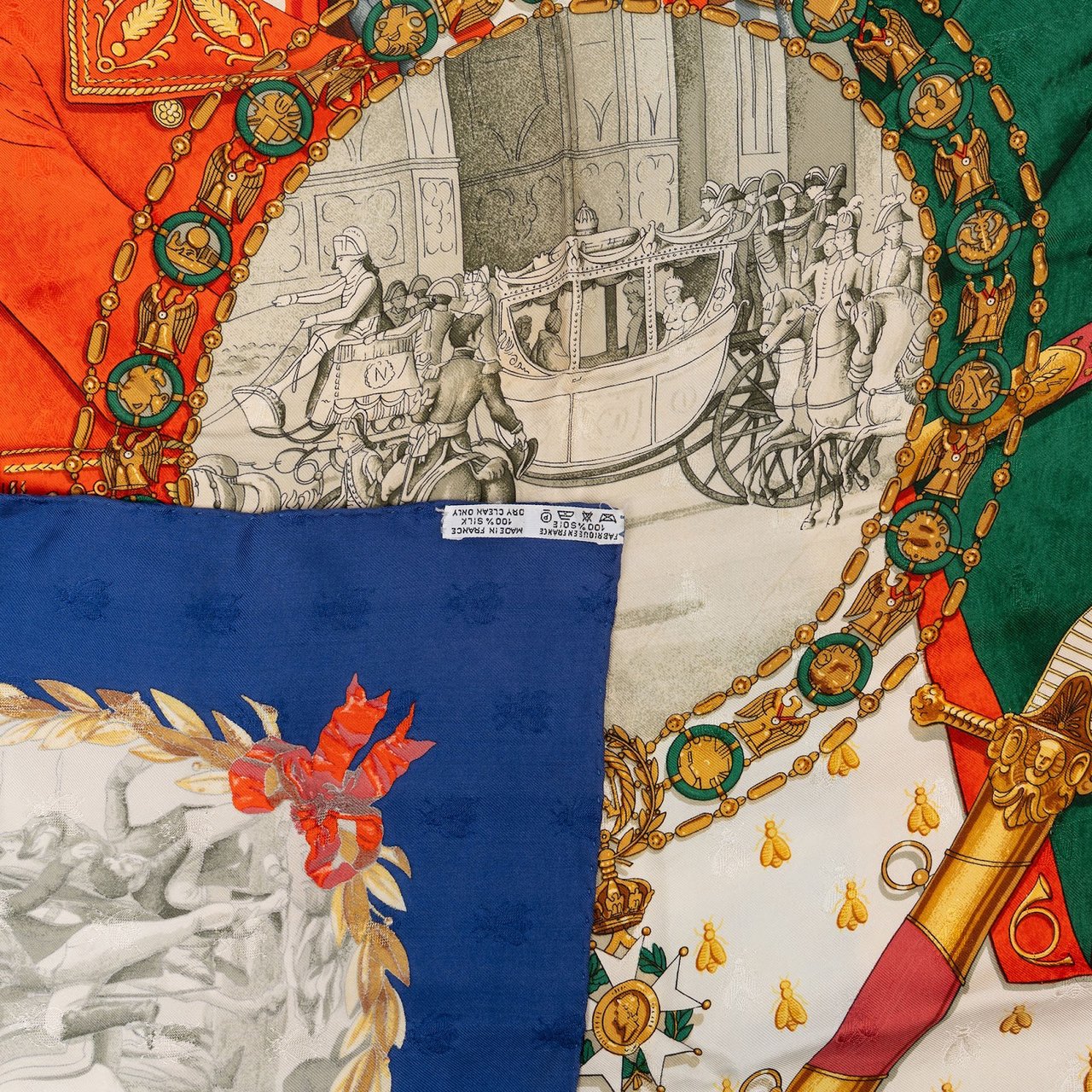 Hermès Napoleon Silk Carre 90 Scarf Tuch Blauw