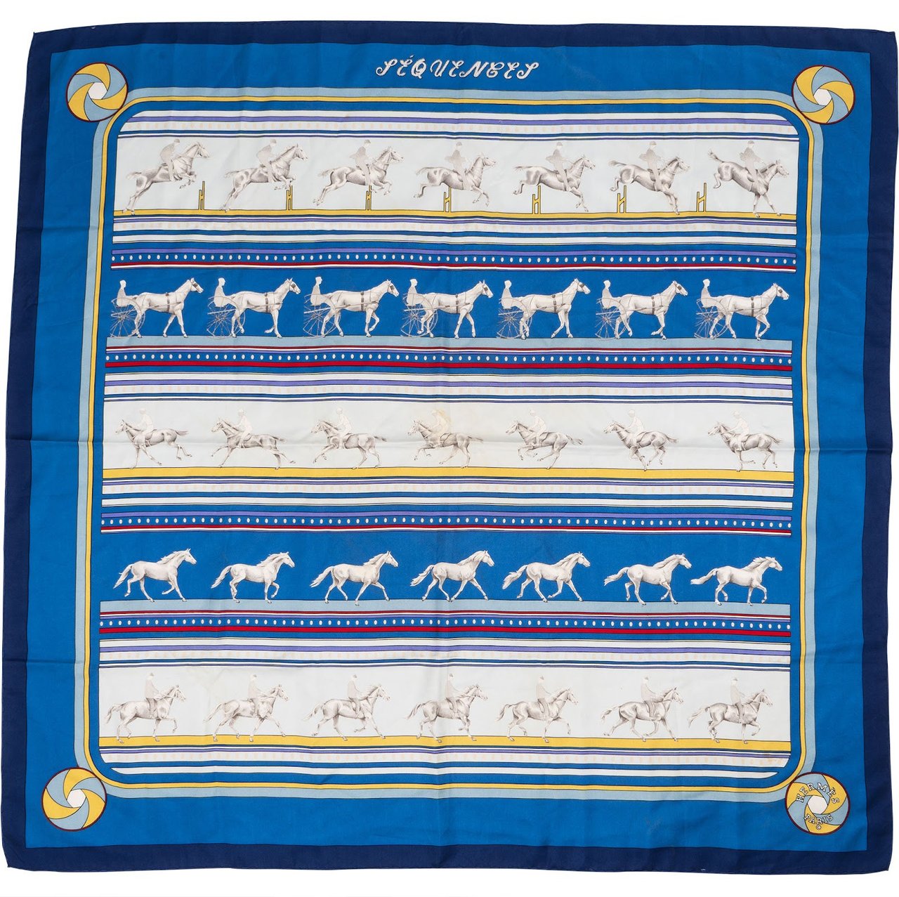Hermès Sequences Silk 90 Scarf Tuch Blauw