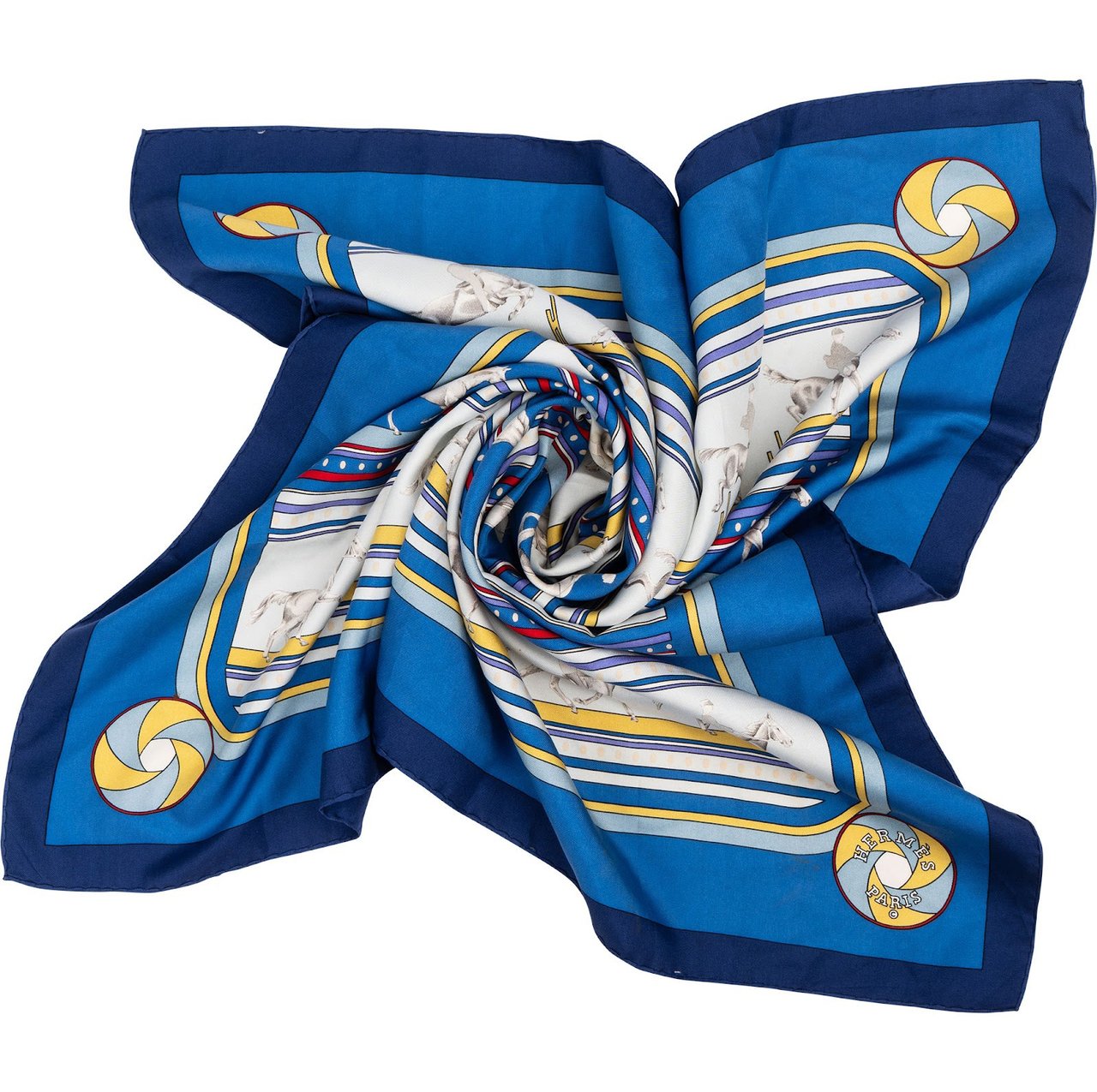 Hermès Sequences Silk 90 Scarf Tuch Blauw