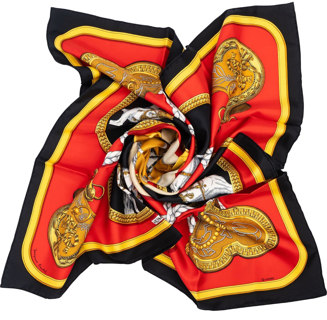 Hermès Grand Apparat Silk 90 Scarf Tuch Rood