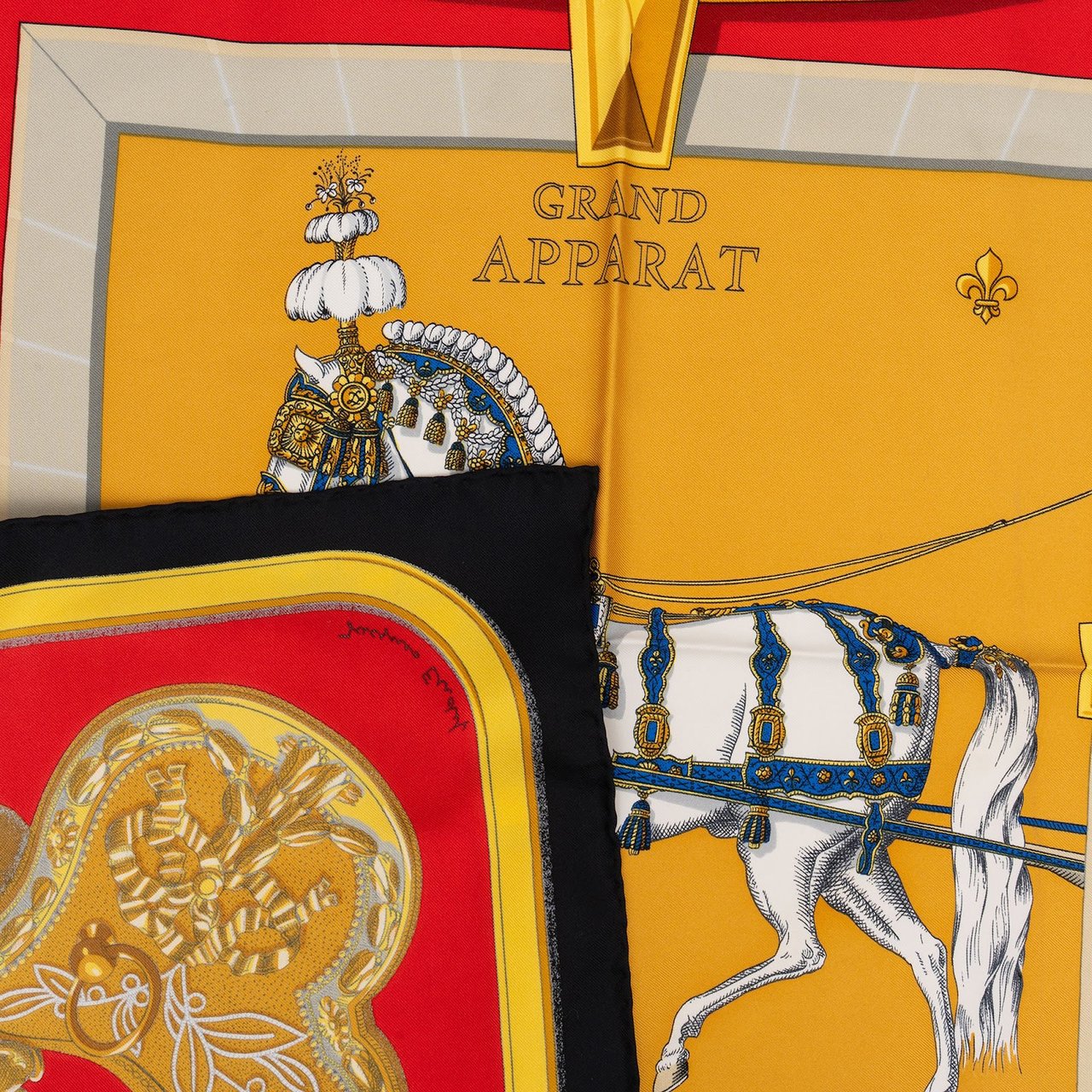 Hermès Grand Apparat Silk 90 Scarf Tuch Rood