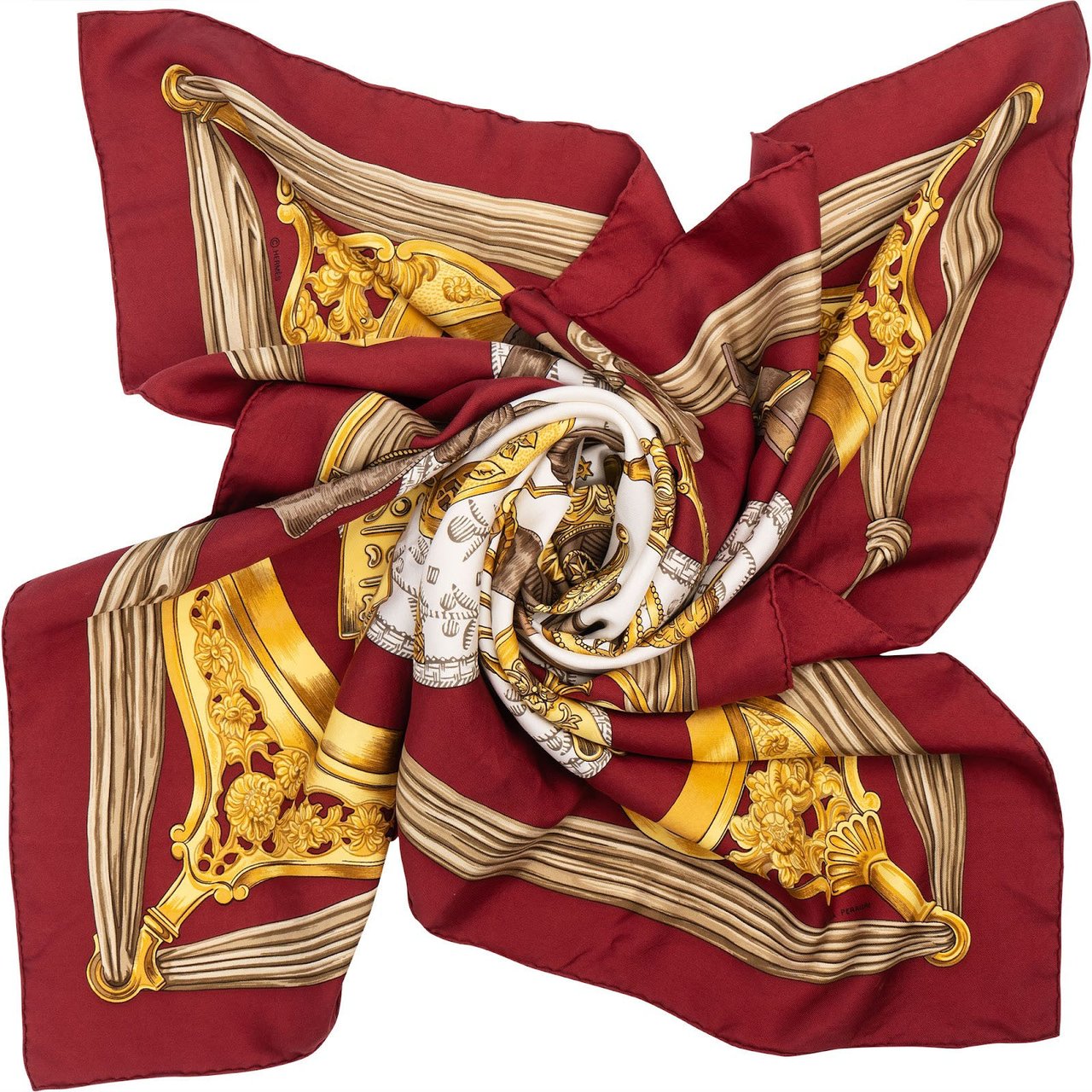 Hermès Etriers Silk Carre 90 Scarf Tuch Rood