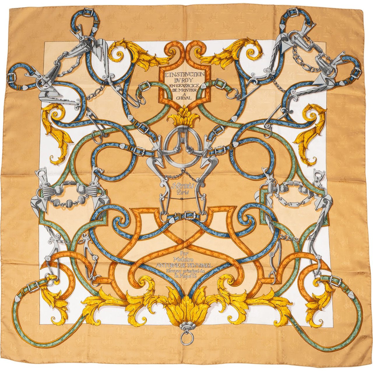 Hermès L'Instruction du Roy Silk 90 Scarf Tuch Goud