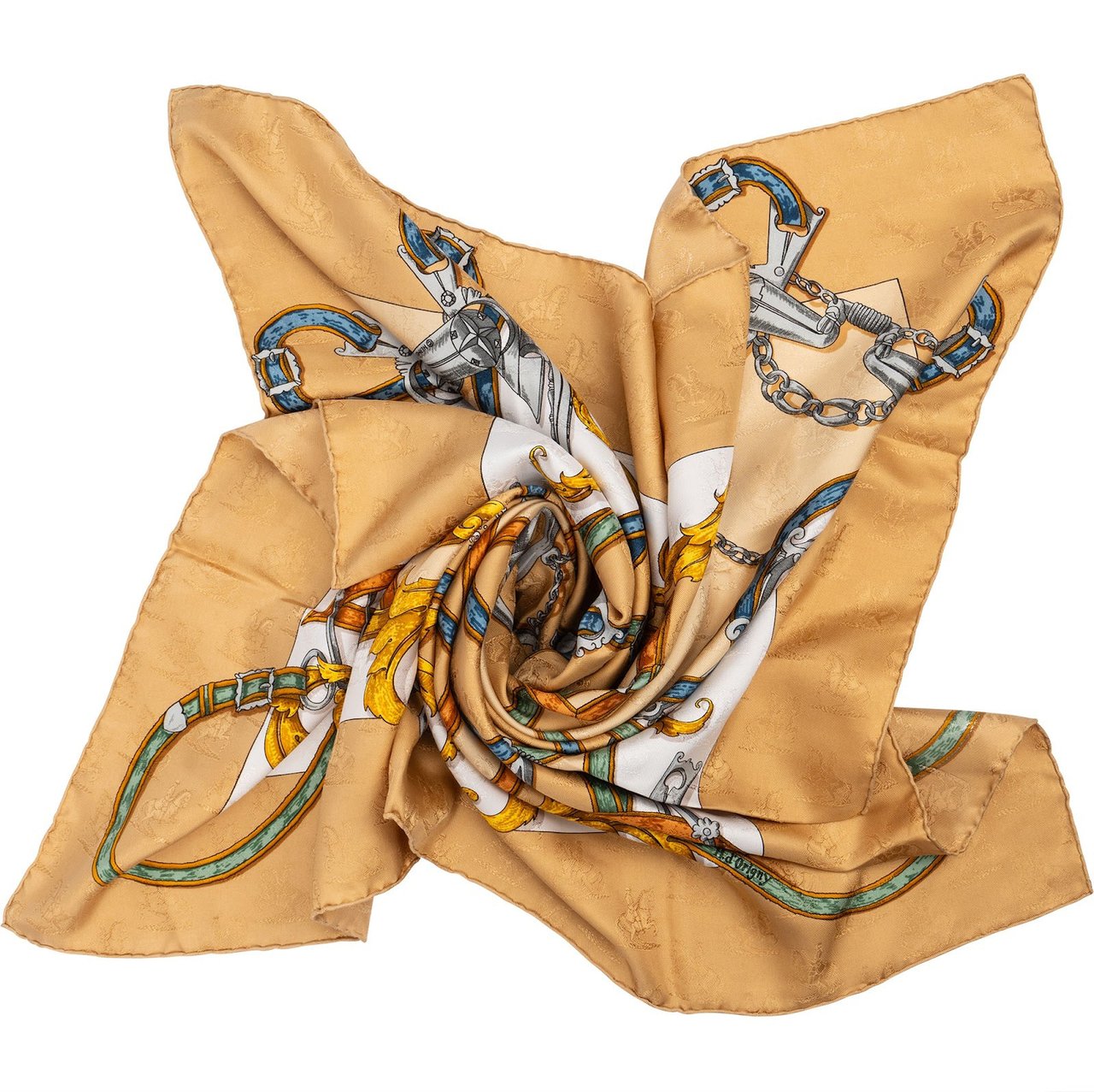 Hermès L'Instruction du Roy Silk 90 Scarf Tuch Goud