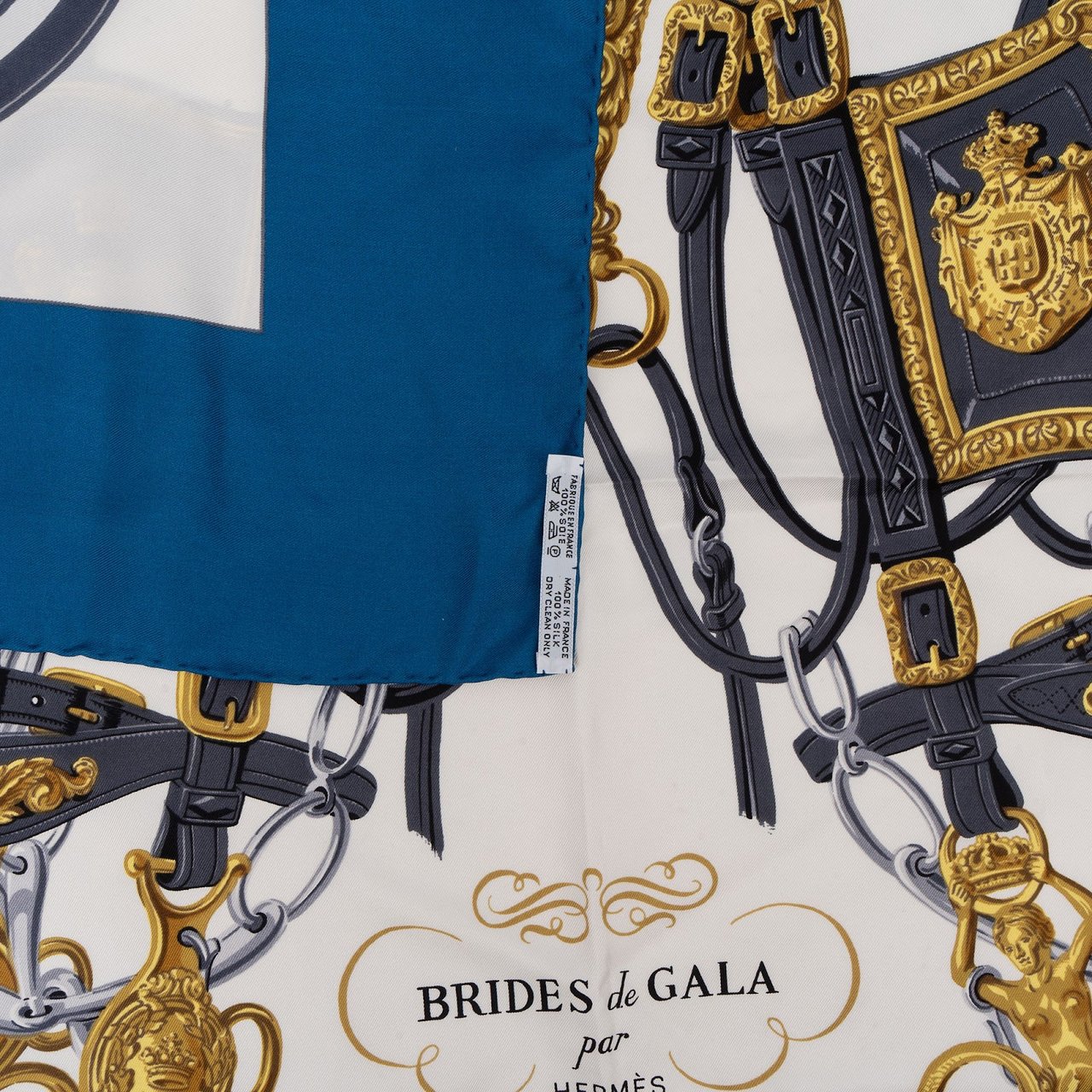 Hermès Brides de Gala Silk 90 Scarf Tuch Blauw