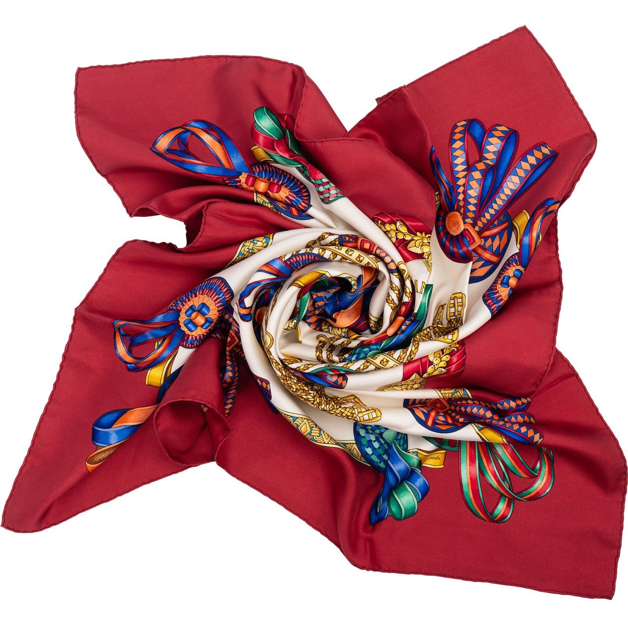 Hermès Les Rubans du Cheval Silk Carre 90 Scarf Tuch Rood