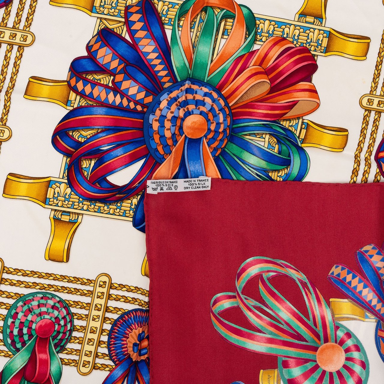 Hermès Les Rubans du Cheval Silk Carre 90 Scarf Tuch Rood
