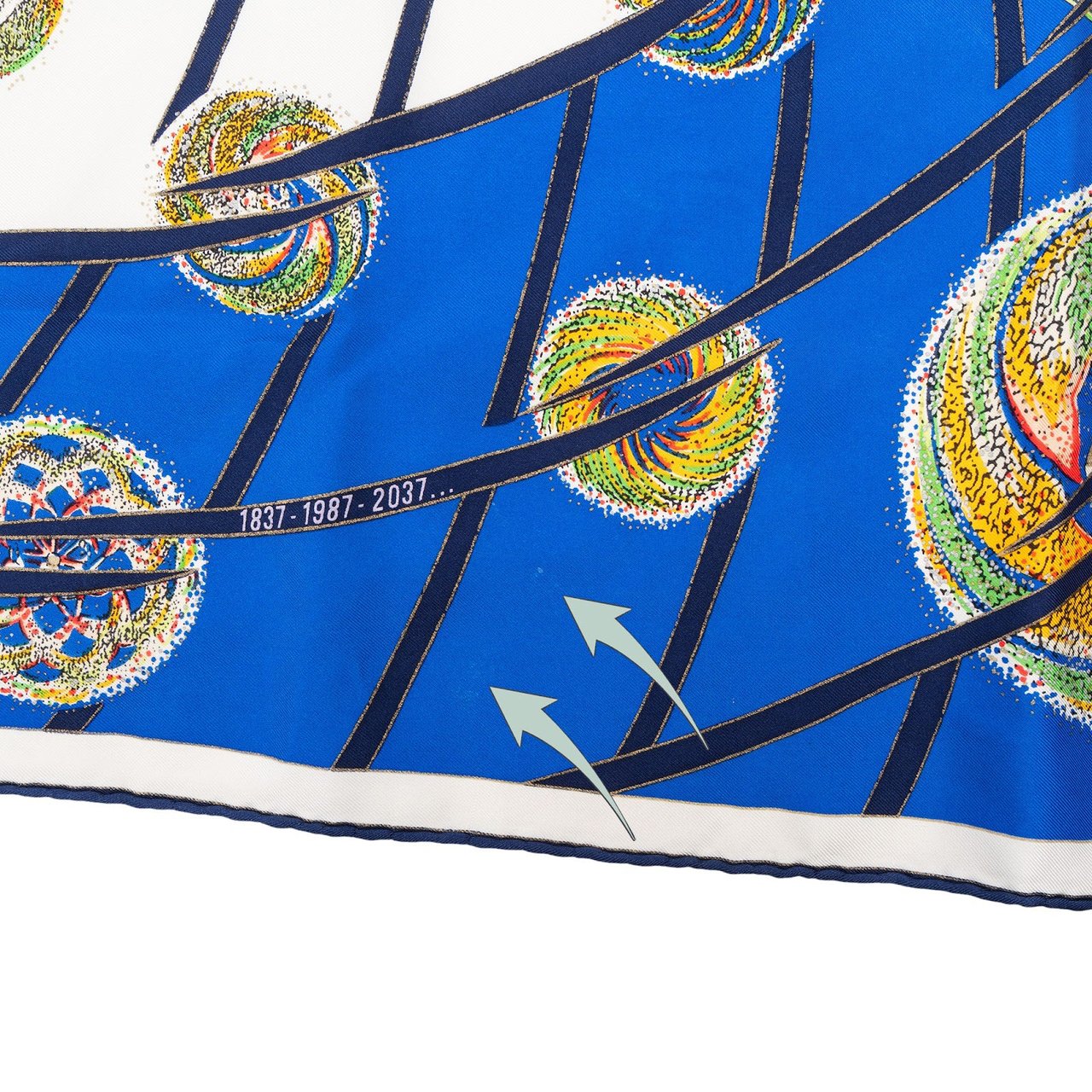 Hermès Les Feux de L'Espace Silk 90 Scarf Tuch Blauw