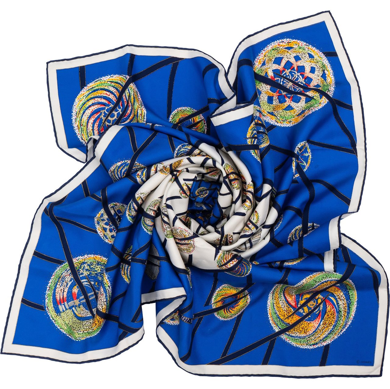 Hermès Les Feux de L'Espace Silk 90 Scarf Tuch Blauw