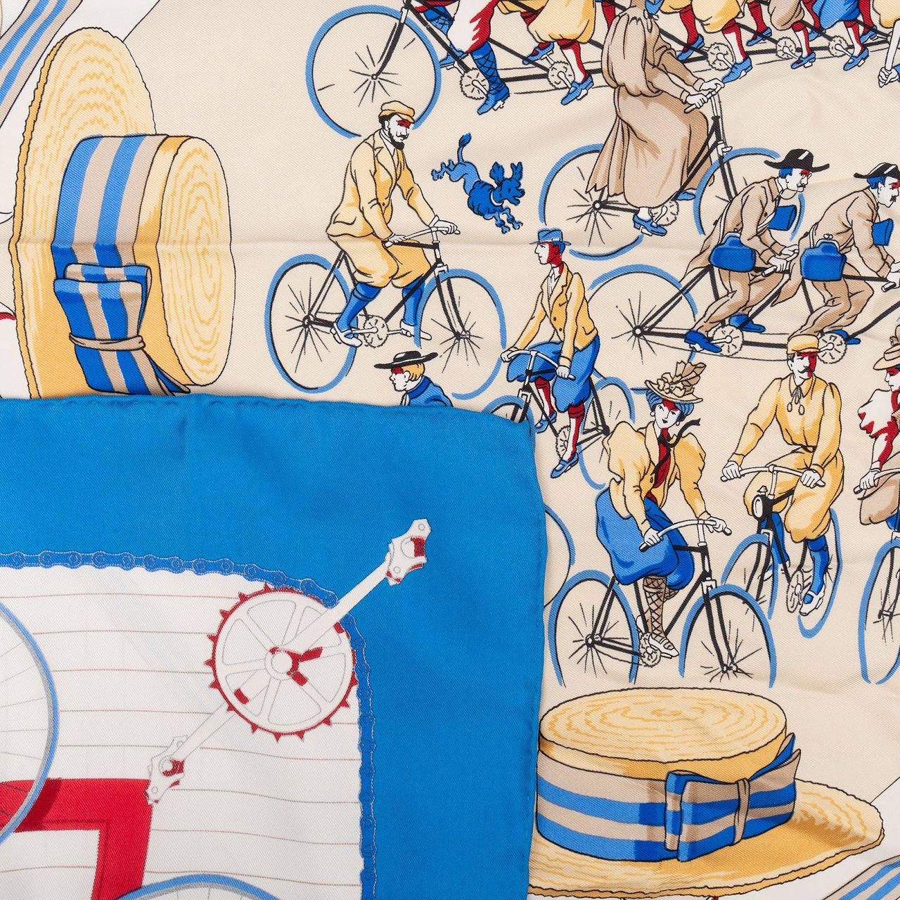 Hermès Les Becanes Silk 90 Scarf Tuch Blauw
