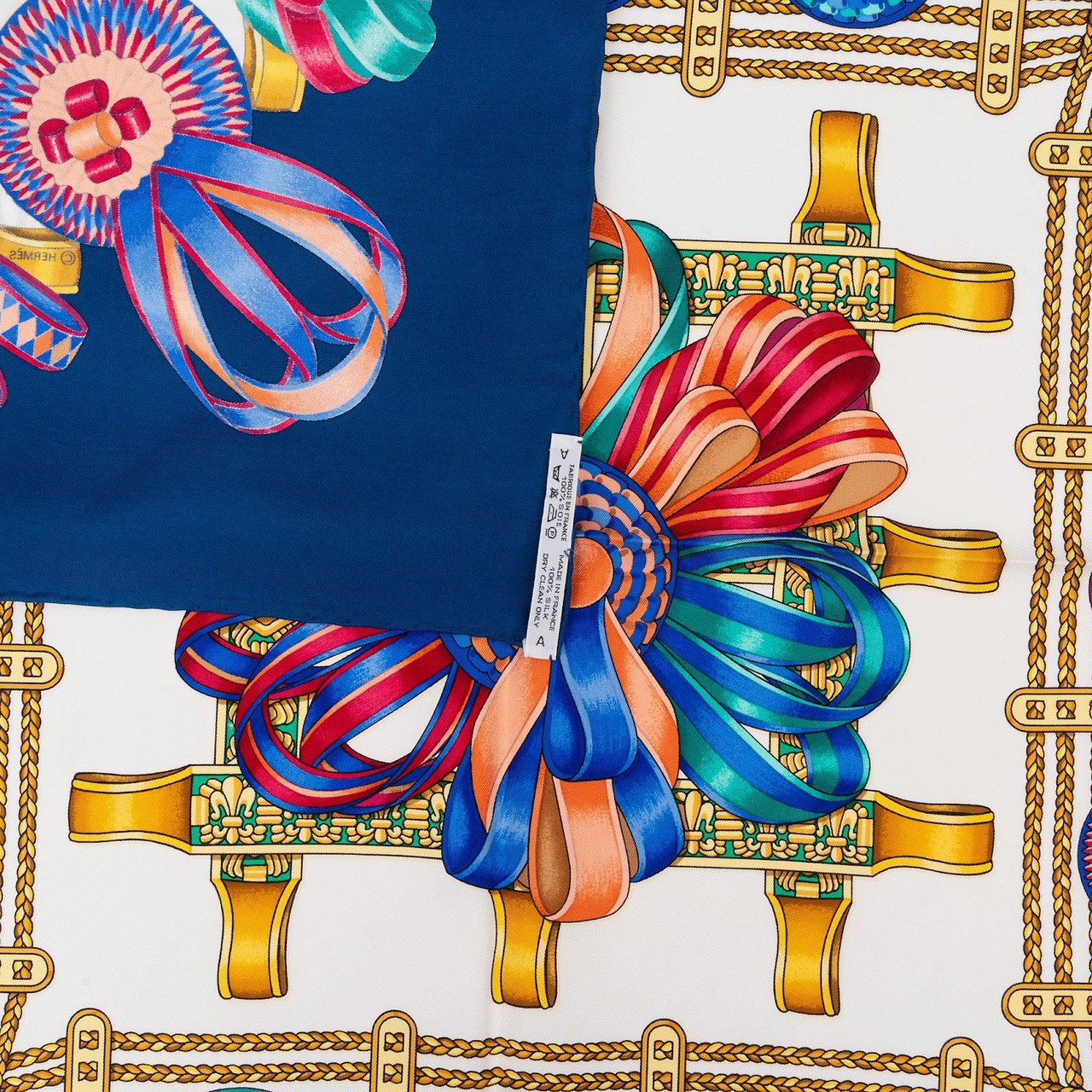 Hermès Les Rubans du Cheval Silk 90 Scarf Tuch Blauw