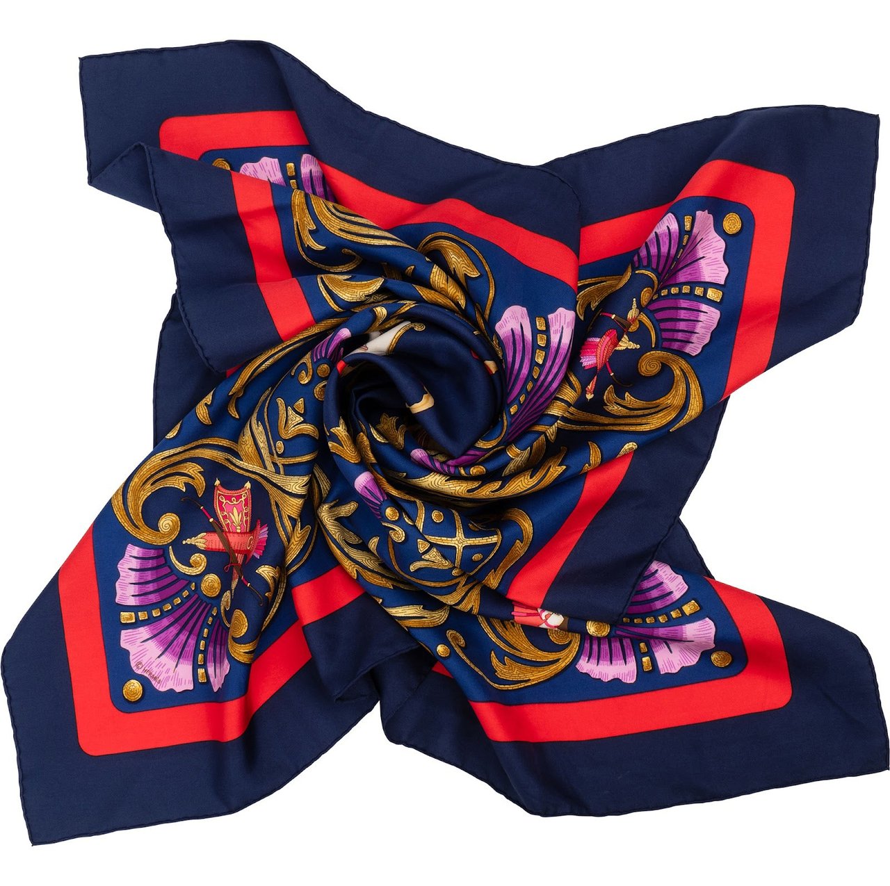 Hermès Cheval Turc Silk Carre 90 Scarf Tuch Blauw