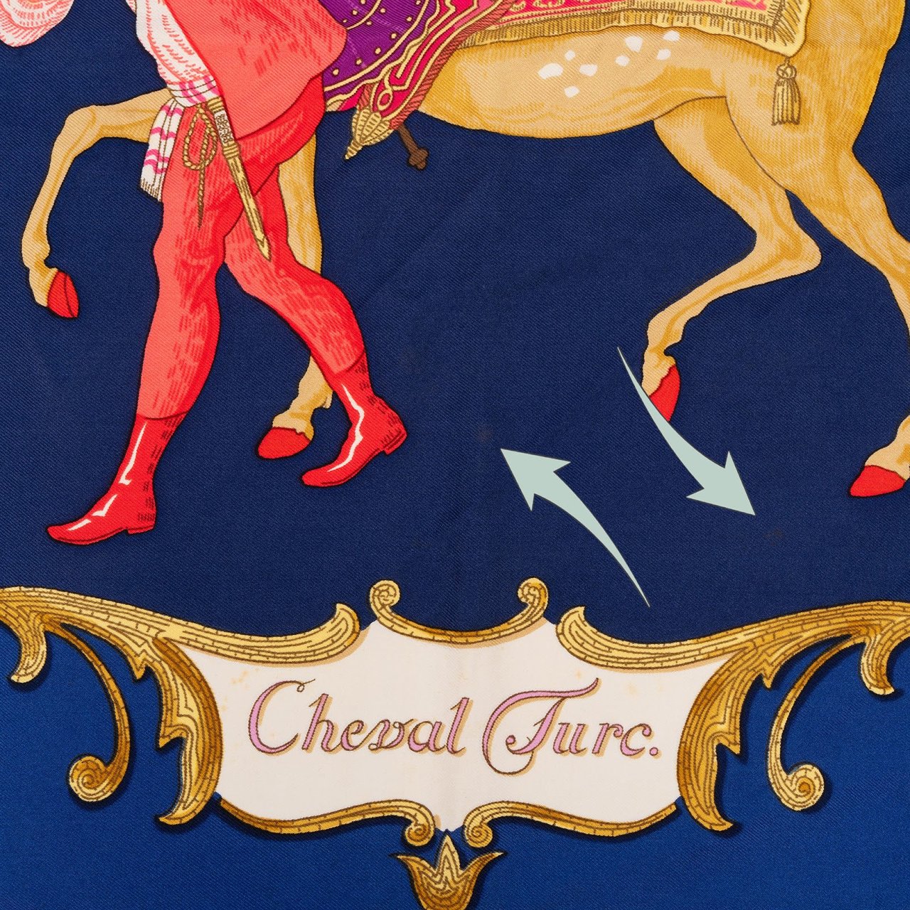 Hermès Cheval Turc Silk Carre 90 Scarf Tuch Blauw