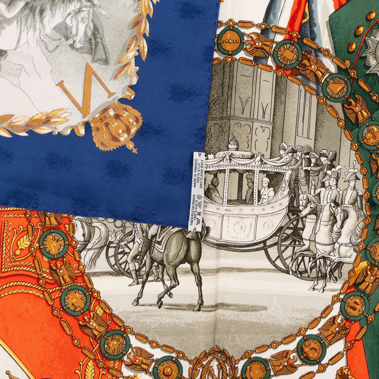 Hermès Napoléon Silk 90 Scarf Tuch Blauw