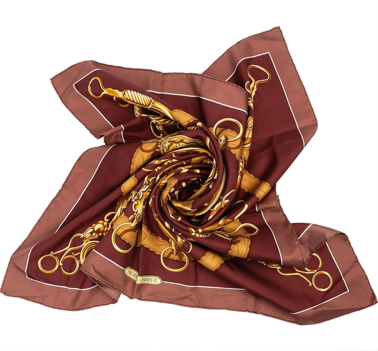 Hermès Mors et Gourmettes Silk Carre 90 Scarf Tuch Goud