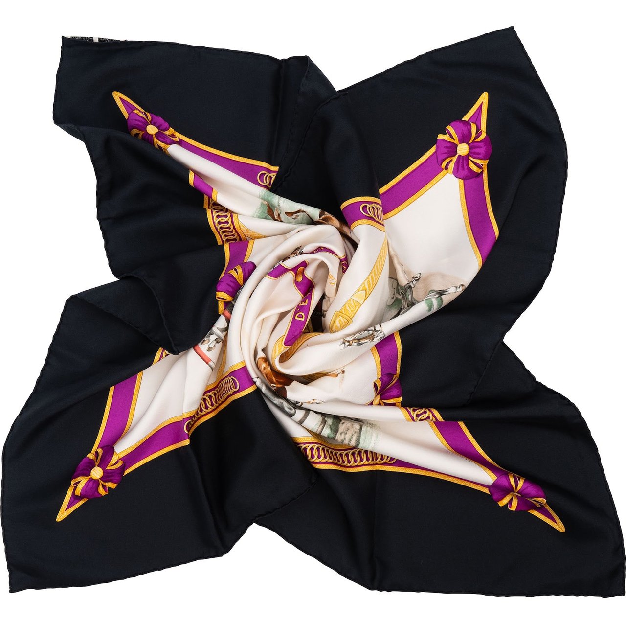 Hermès Ecole Francaise d'Equitation Silk 90 Scarf Tuch Zwart
