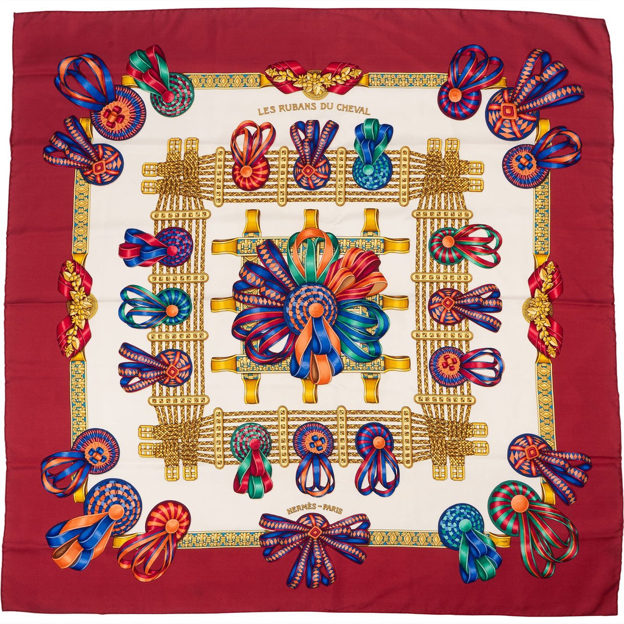 Hermès Les Rubans du Cheval Silk 90 Scarf Tuch Rood