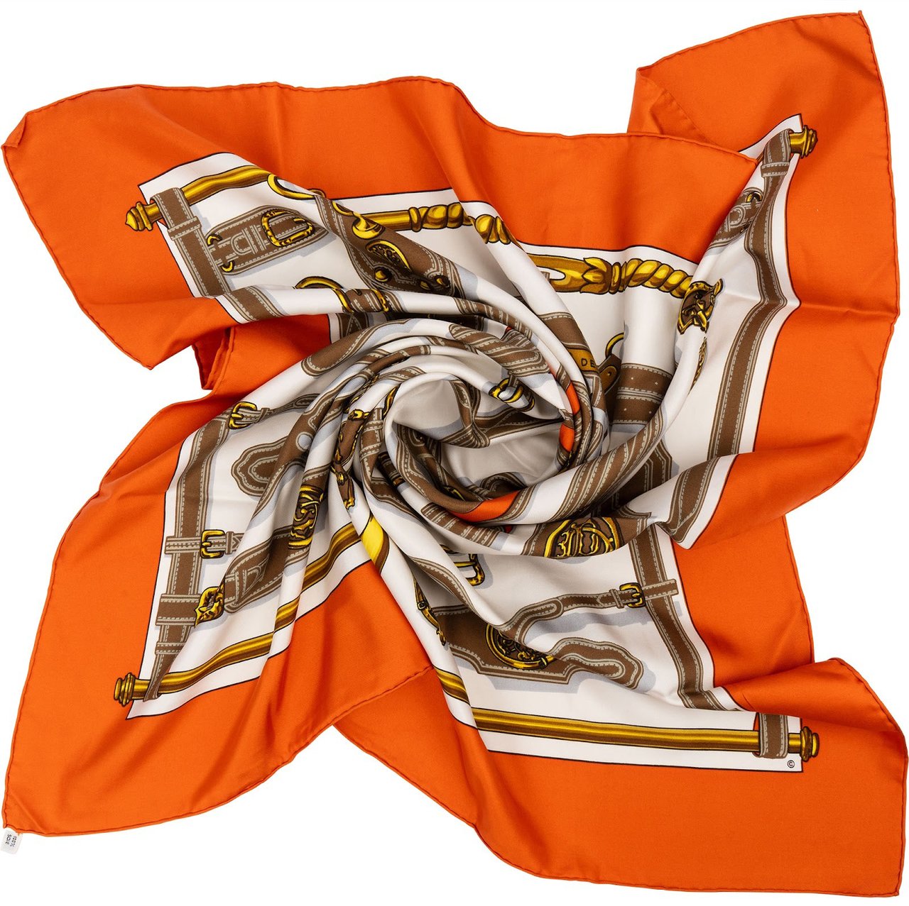 Hermès Harnais des Présidents Silk Carre 90 Scarf Tuch Oranje