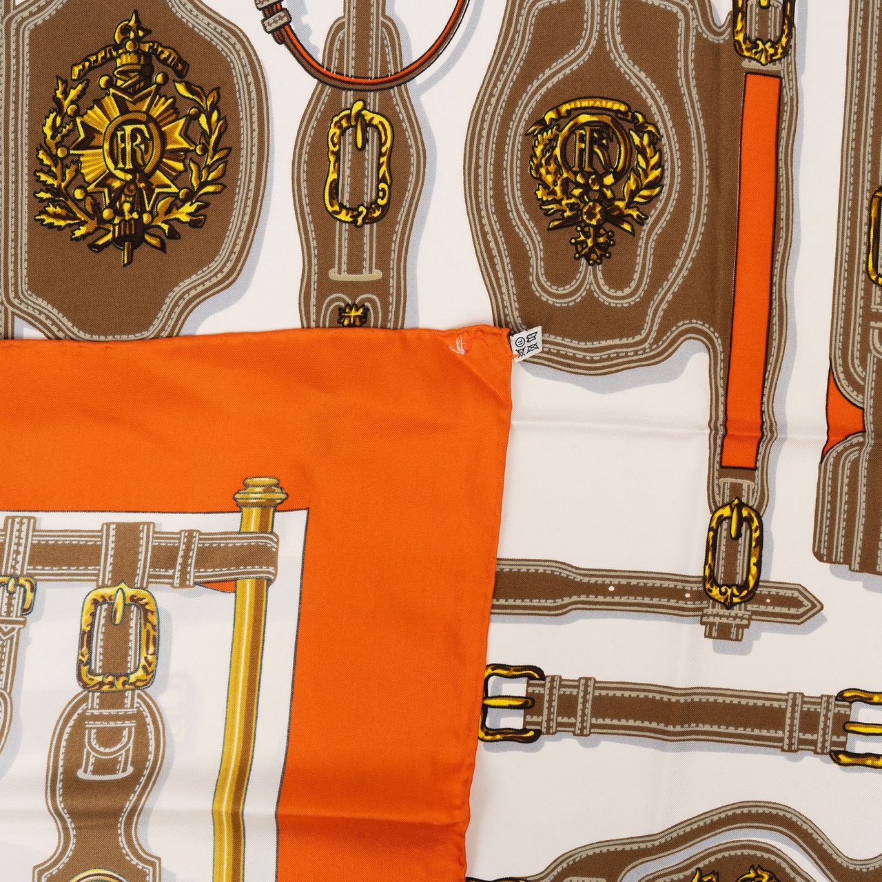 Hermès Harnais des Présidents Silk Carre 90 Scarf Tuch Oranje