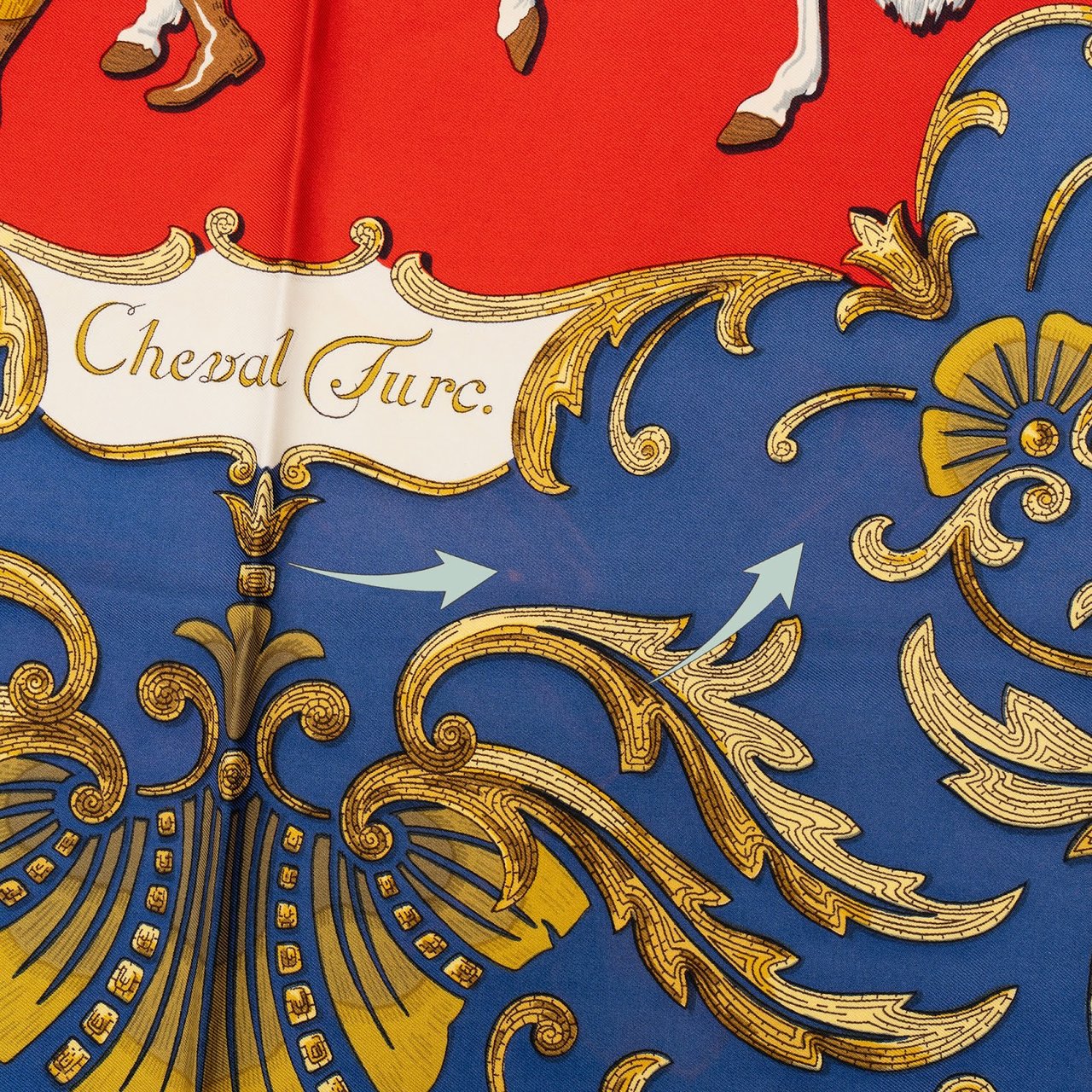 Hermès Cheval Turc Silk 90 Scarf Tuch Blauw