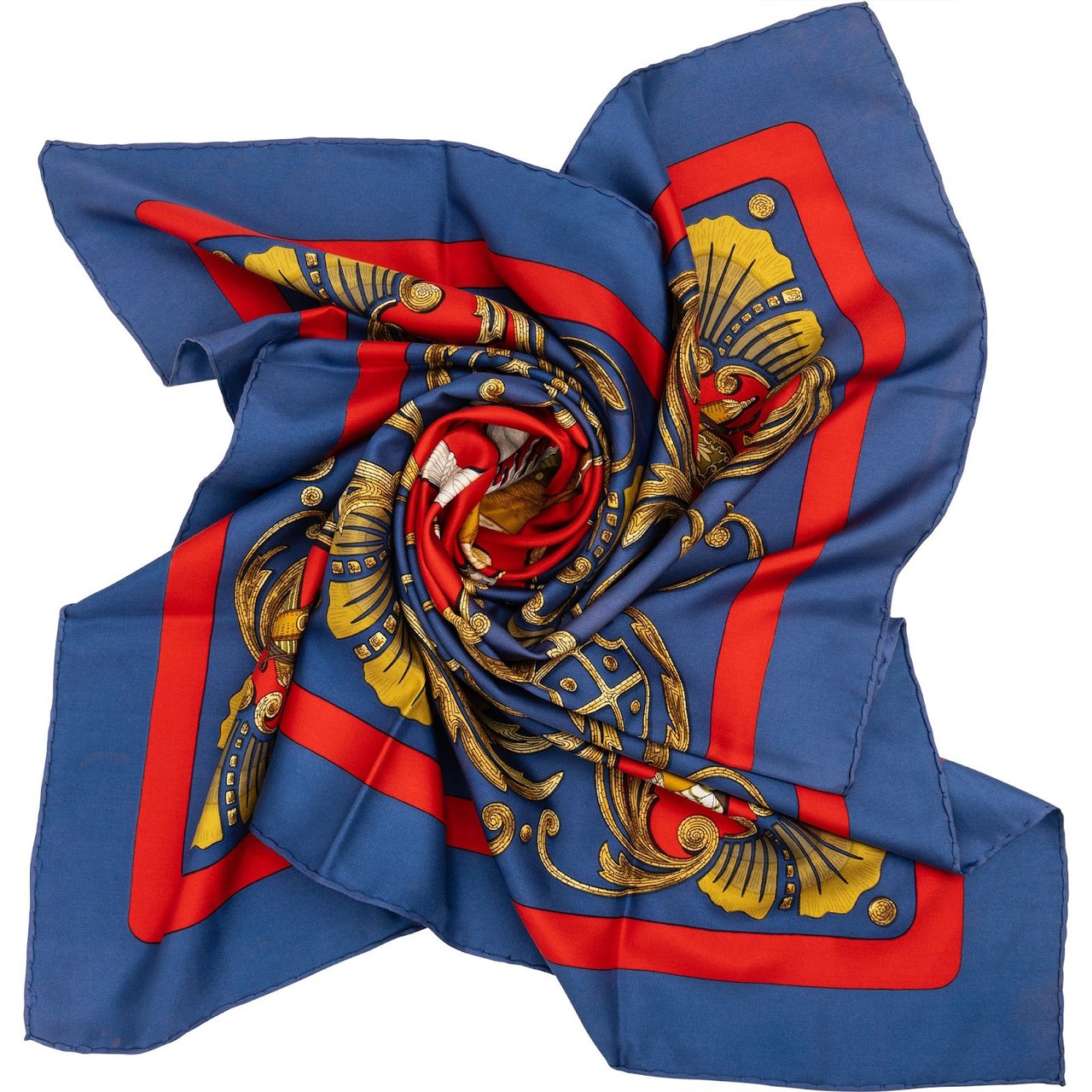 Hermès Cheval Turc Silk 90 Scarf Tuch Blauw