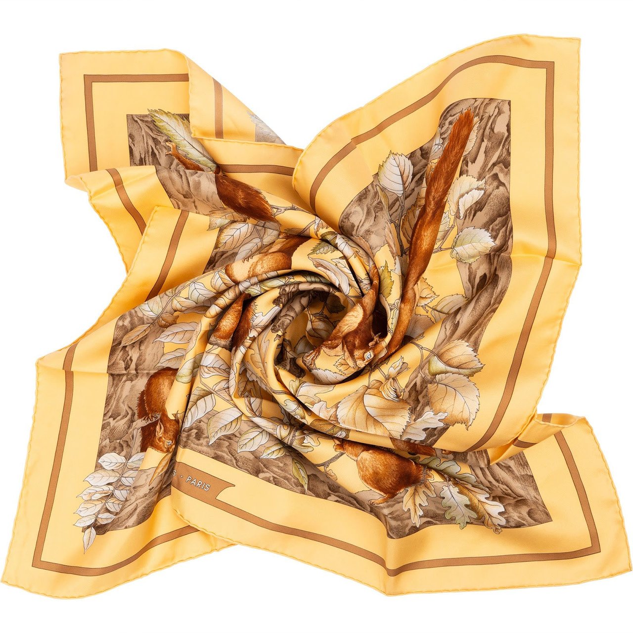 Hermès Casse Noisette Silk 90 Scarf Tuch Geel