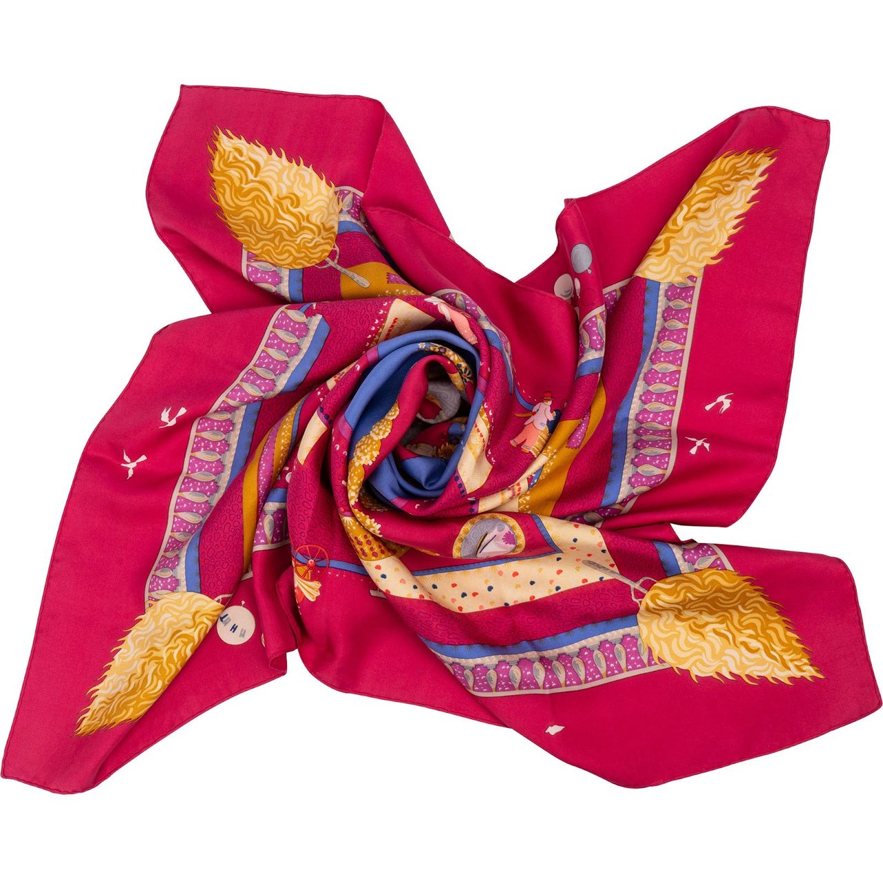 Hermès Fête au Village Silk 90 Scarf Tuch Rood