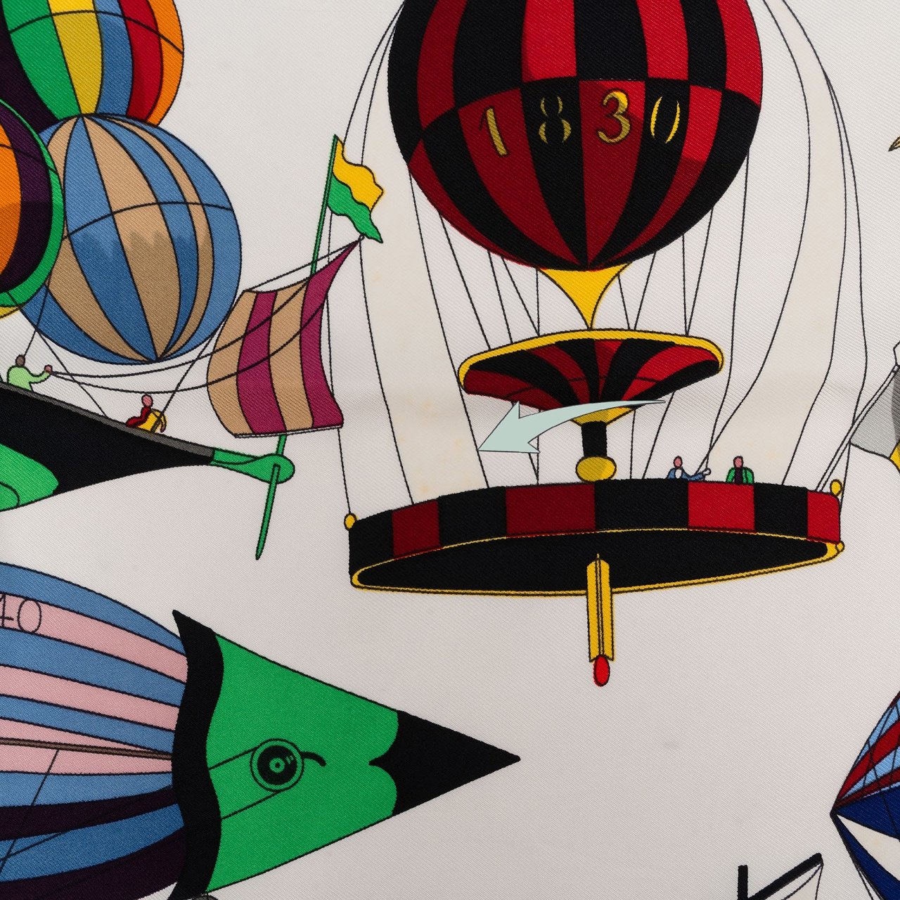 Hermès Les Folies du Ciel Silk Carre 90 Scarf Tuch Wit