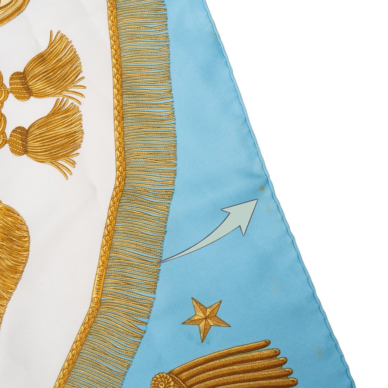 Hermès Fêtes et Combats Silk Carre 90 Scarf Tuch Lichtblauw