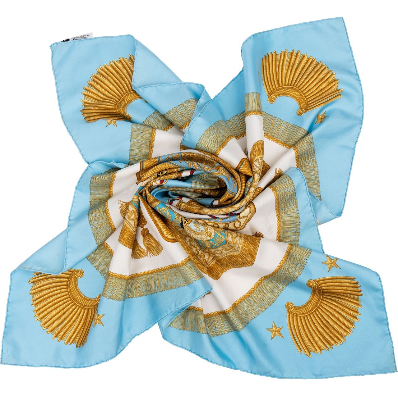 Hermès Fêtes et Combats Silk Carre 90 Scarf Tuch Lichtblauw
