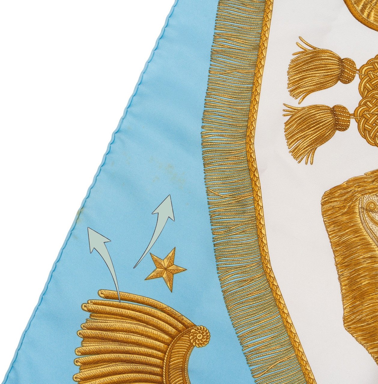 Hermès Fêtes et Combats Silk Carre 90 Scarf Tuch Lichtblauw