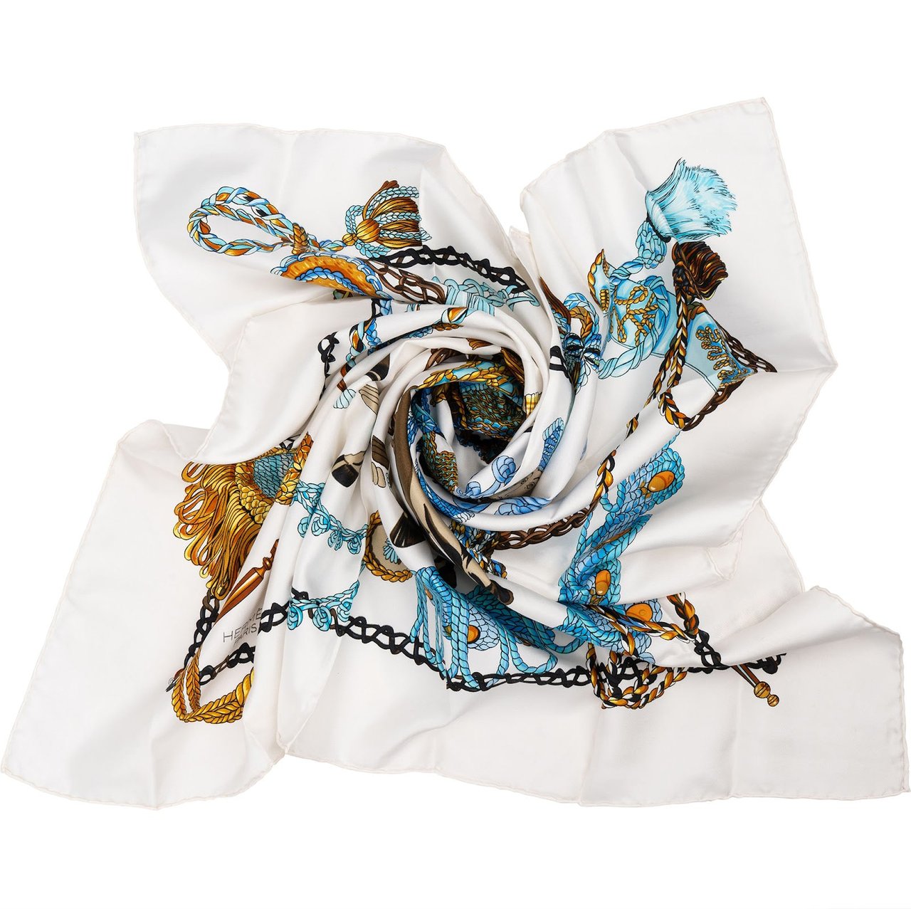 Hermès La Tenue de Vernerie Silk 90 Scarf Tuch Wit