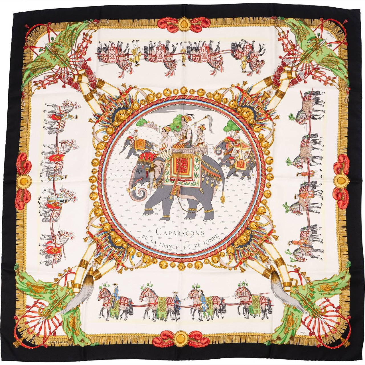 Hermès Caparaçons la France et de l'Inde Silk 90 Scarf Tuch Divers