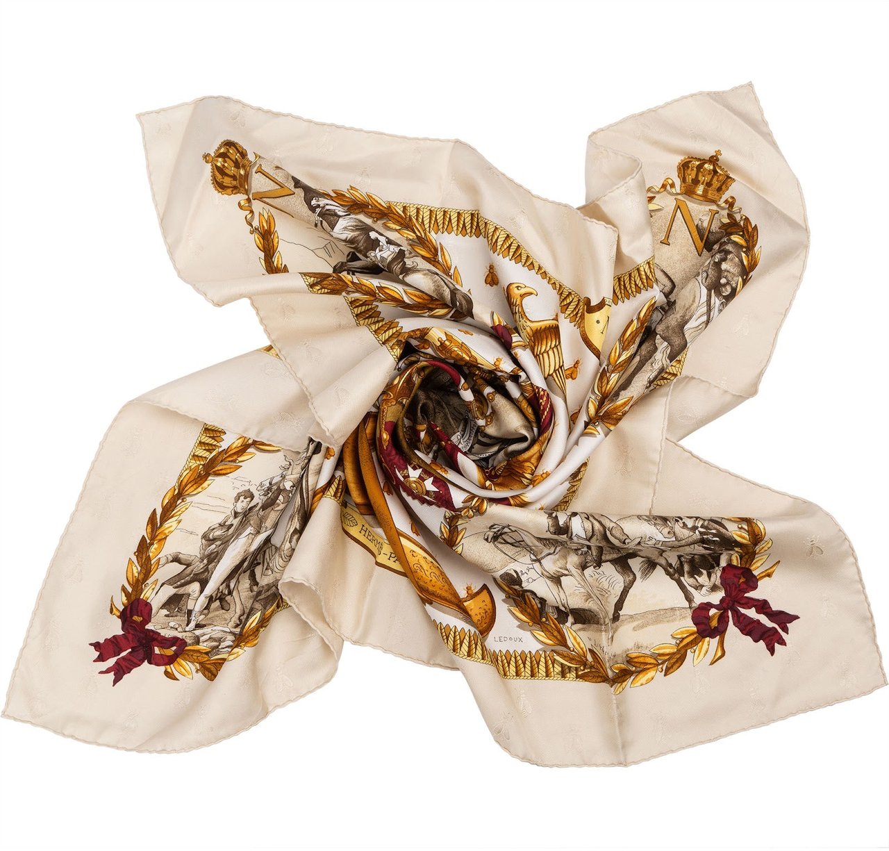 Hermès Napoleon Silk Carre 90 Scarf Tuch Goud
