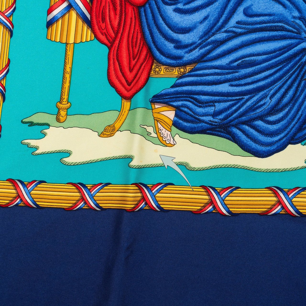 Hermès Liberté Égalité Fraternité Silk 90 Scarf Tuch Blauw