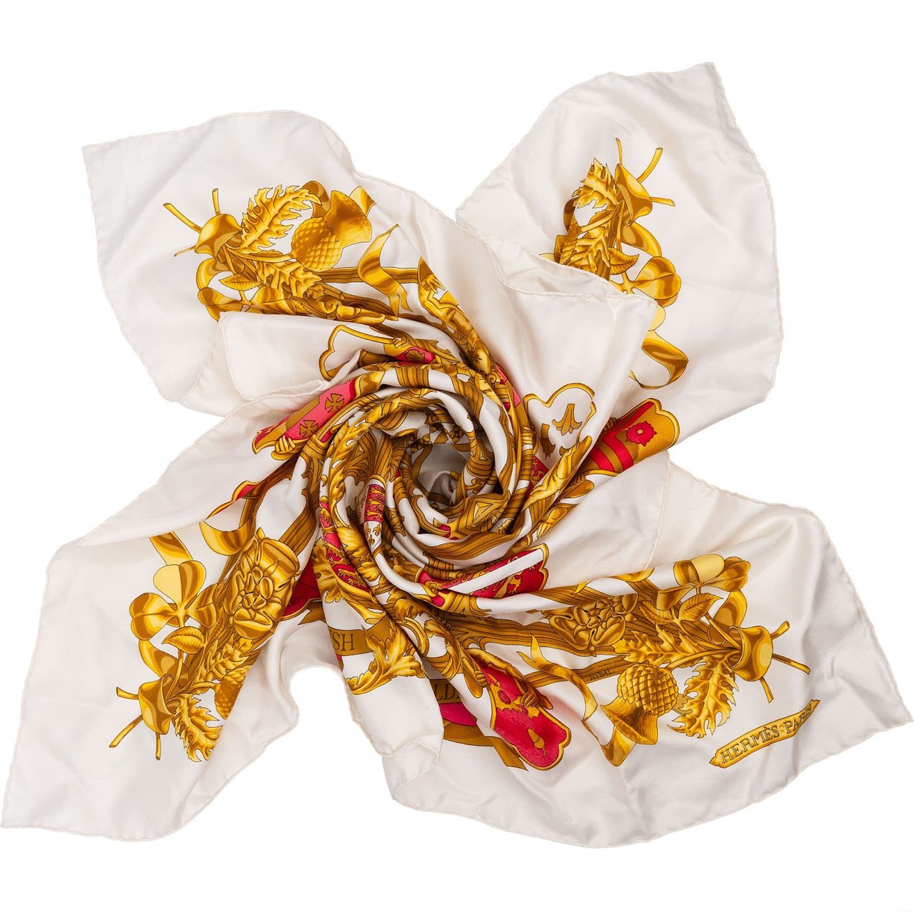 Hermès British Heraldry Silk 90 Scarf Tuch Wit