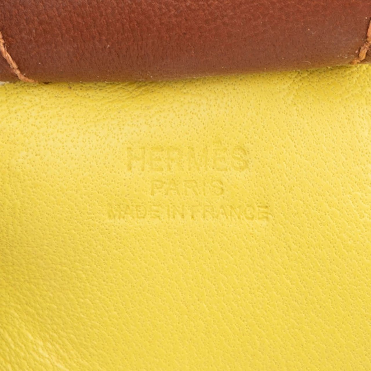 Hermès Tricolor Leather Rodeo MM Pendant Geel