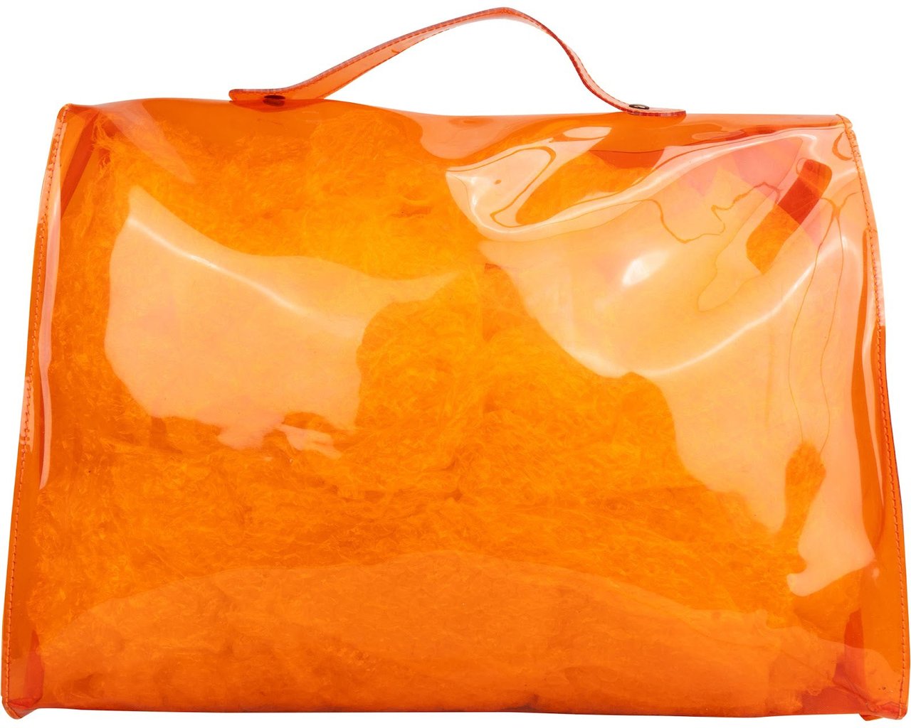 Hermès Transparent Vinyl Souvenir de l'Exposition 1998 Kelly 40 Handbag Oranje