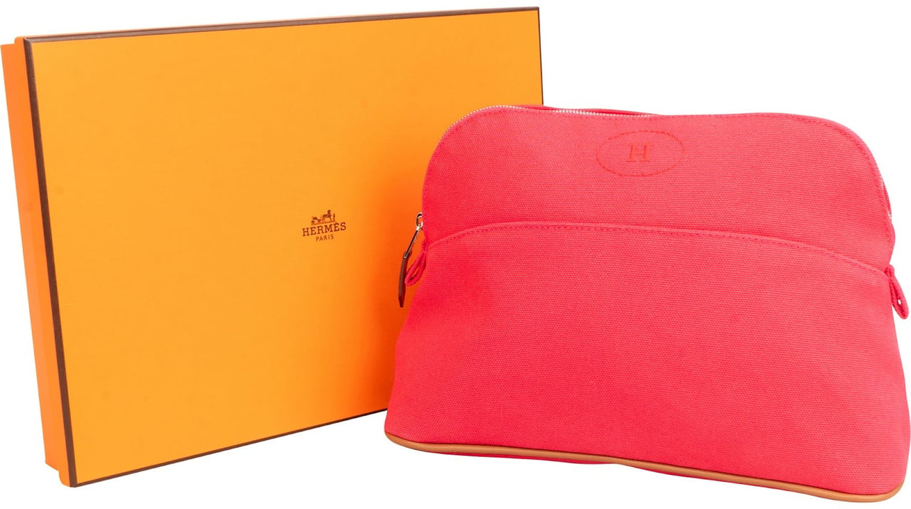 Hermès Hibiskus Canvas Bolide 25 Trousse Pouch Bag Rood
