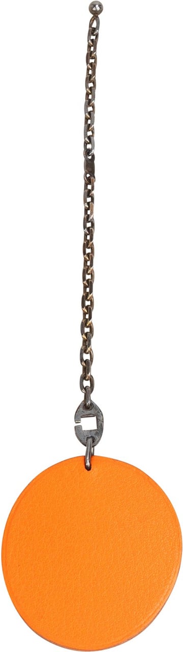Hermès Orange Leather Fruit Apricot 925 Silver Keychain Bag Charm Oranje