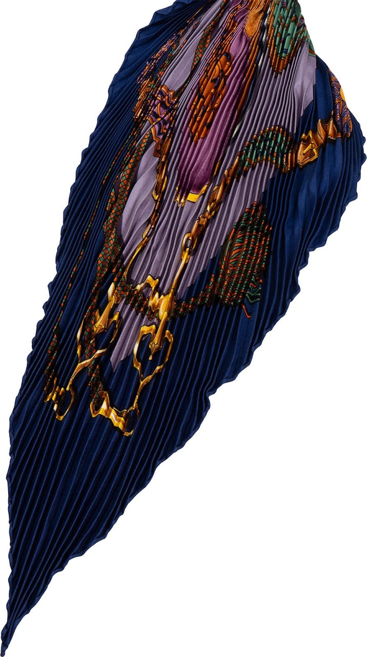 Hermès Astres Et Soleils Plissé Tuch Scarf Navy