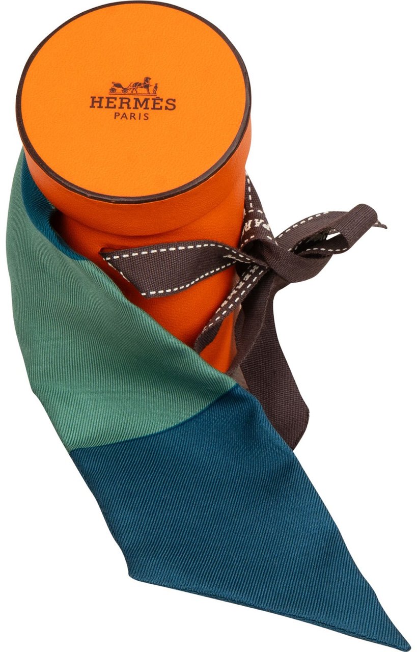 Hermès Green Twilly Tuch Scarf Groen