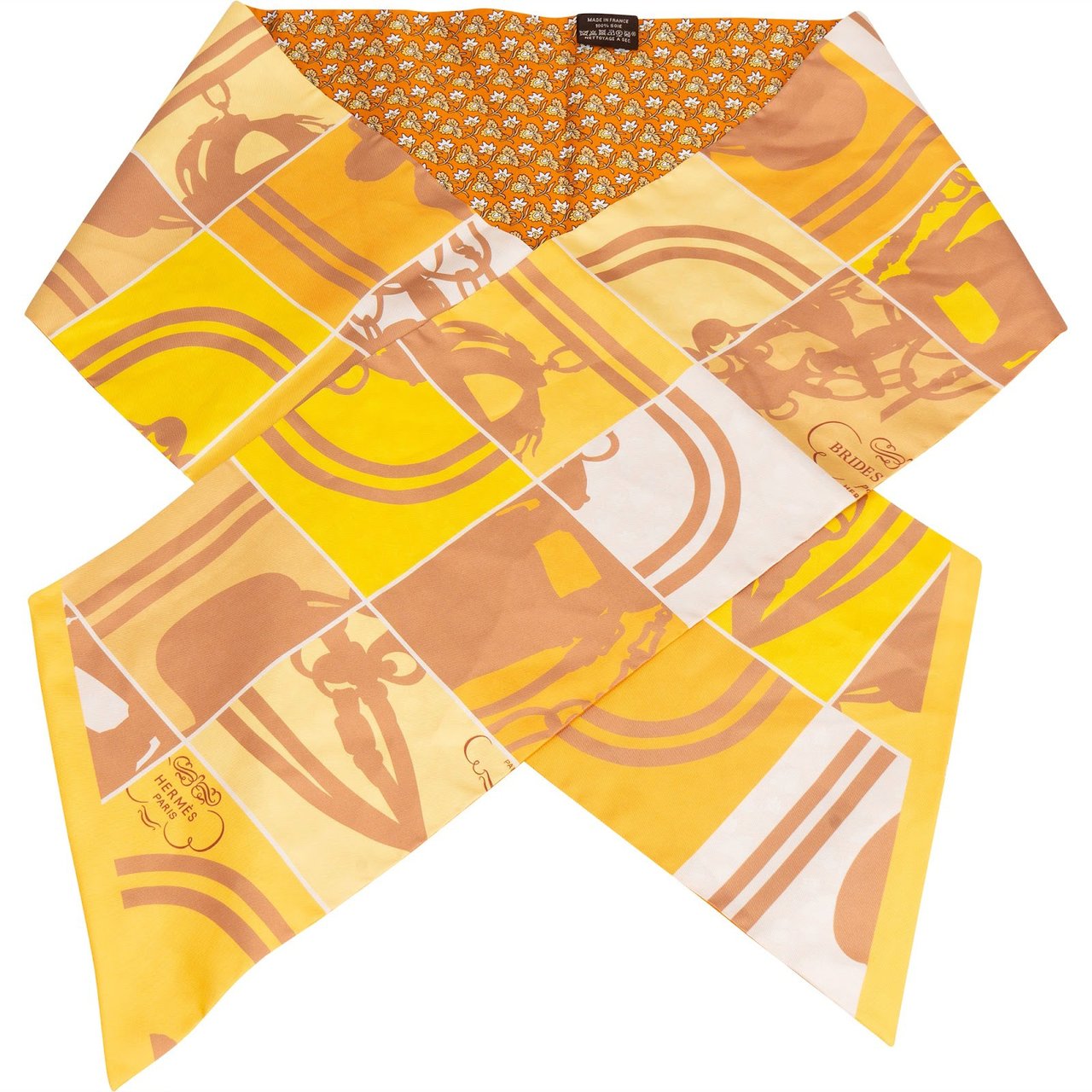 Hermès Brides de Gala En Desordre Multico Tuch Scarf Geel