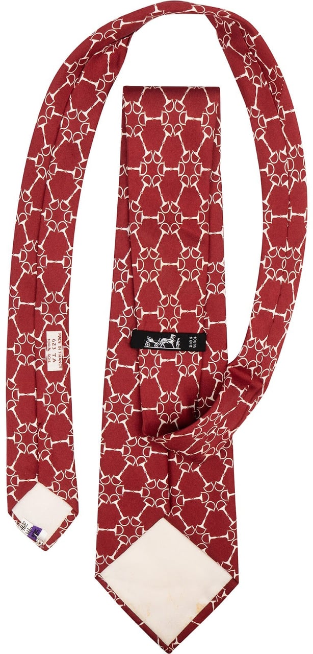 Hermès Horsebit Print Silk Tie Krawatte Rood